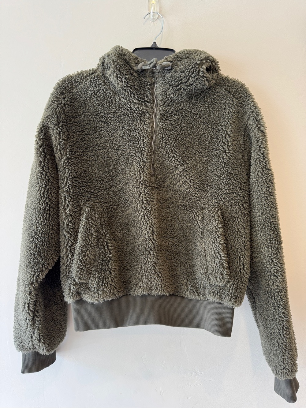 Lululemon Olive Green Sherpa Half-Zip Jacket - Size 6